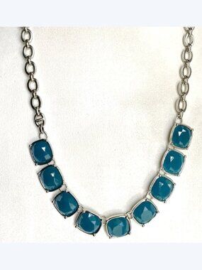 Lia Sophia Necklace Infinitme Large Aqua Crystals + Clasp NWOT Perfect M352